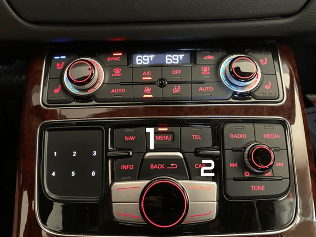 Audi A8 buttons to enter Green Menu