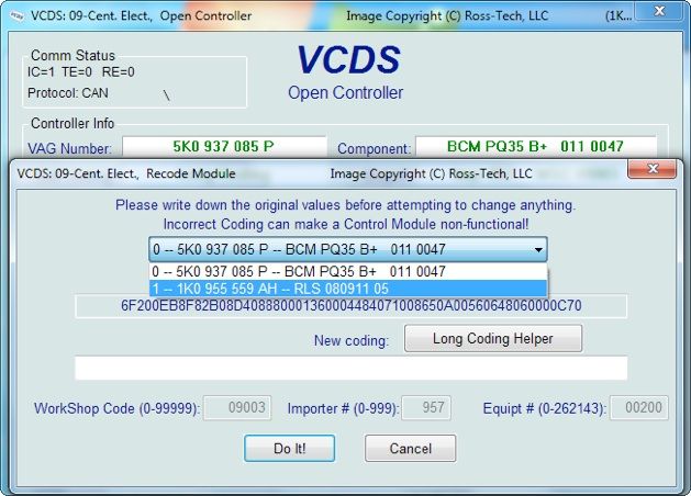 VCDS > 09/Cent. Elect > Battery regulation