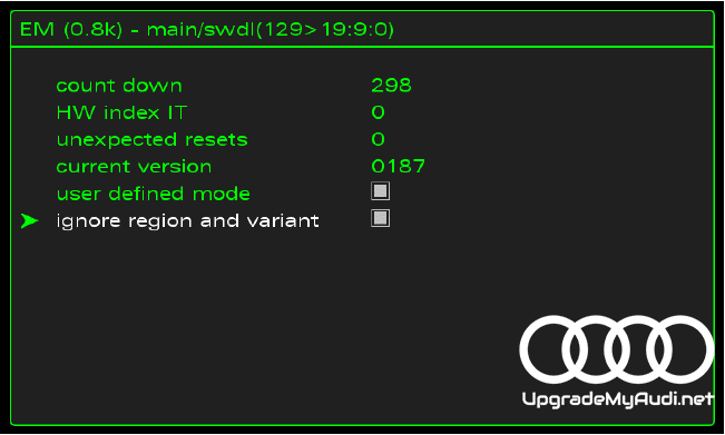 Select user defined mode and ignore region and variant