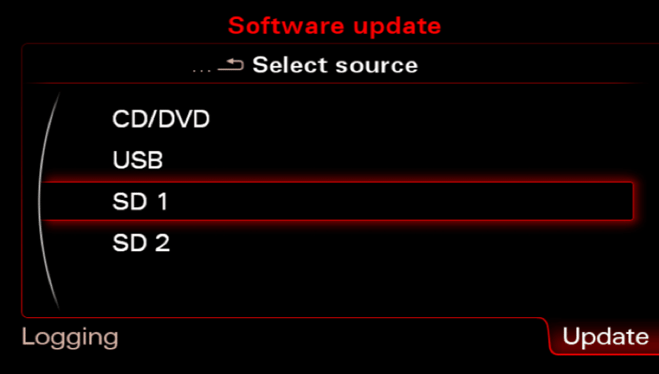 MMI 3G High/Plus red engineering menu > update source